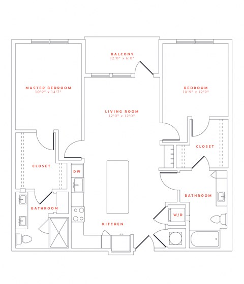 2 Bedroom/2 Bathroom apartment home